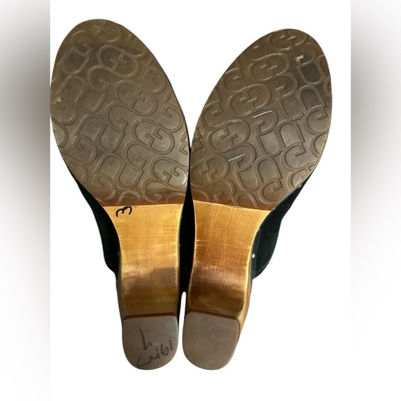 UGG Australia Womens Black Suede Leather Abbie Studded Wooden Clog Mules Size 9 - Picture 5 of 11